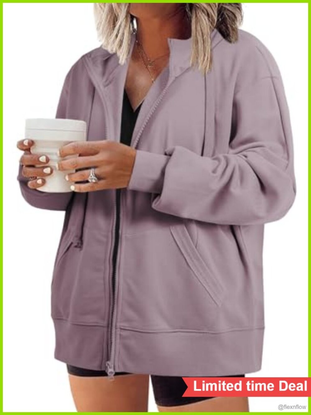 Plus Size Zip Up Hoodie Oversized Long Sleeve Sweatshirt Polyester Cotton